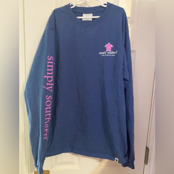 Simply Southern Blue Long Sleeve Tee Shirt -Turtle Classy Preppy Crew - Picture 1 of 9